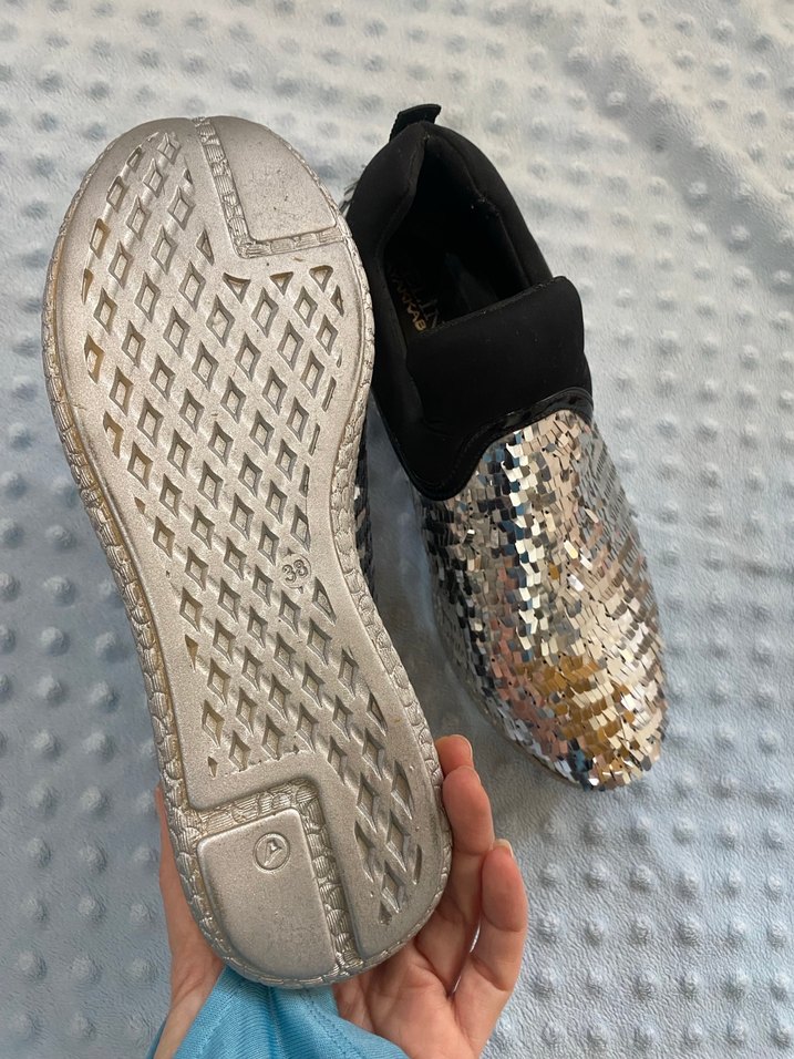 Yılan Desenli Payetli Platform Sneakers - Görsel 4