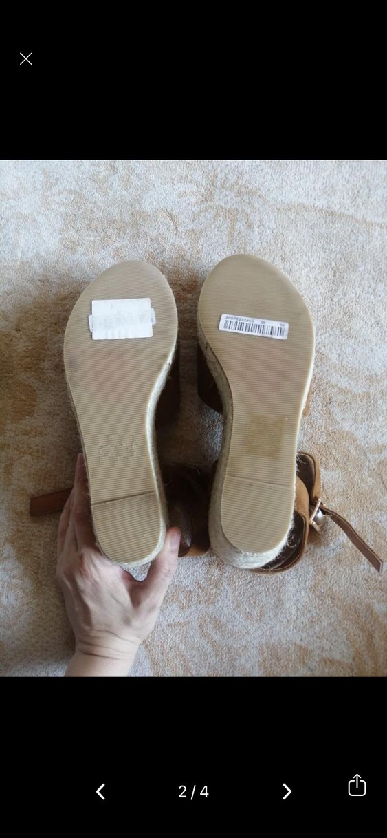 Bej Süet Kadın Dolgu Topuklu Sandalet - Görsel 2