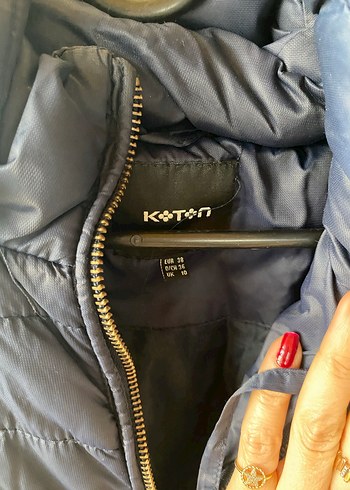 Mavi Fermuarlı Kadın Midi Kaban - Görsel 2