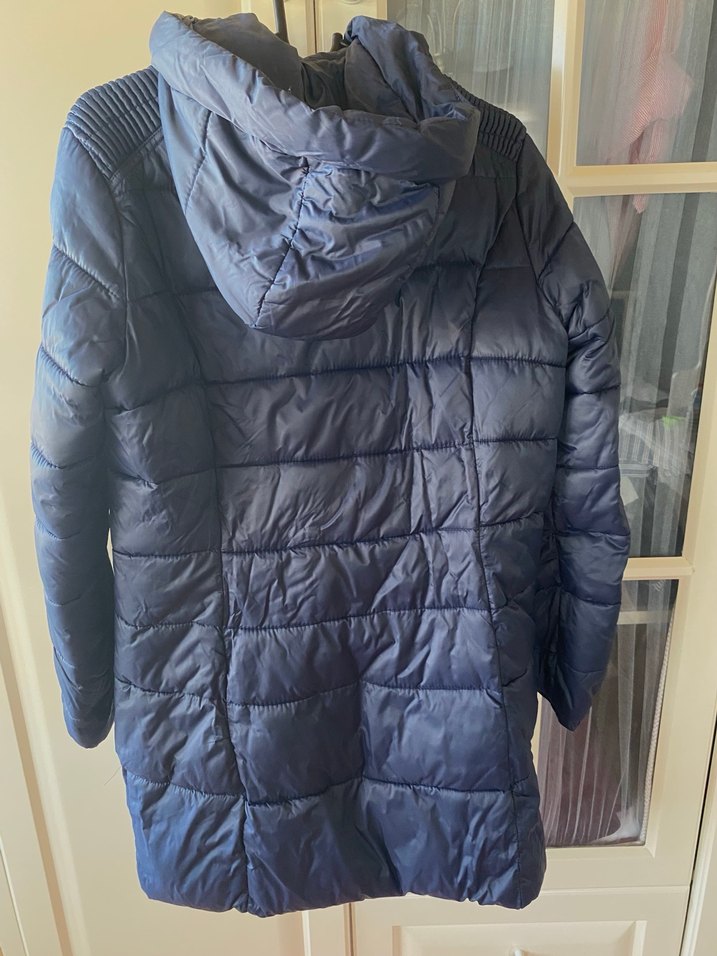 Mavi Fermuarlı Kadın Midi Kaban - Görsel 3