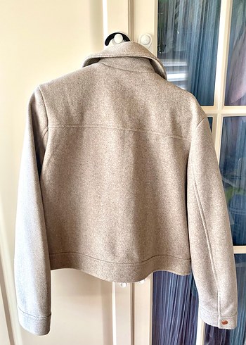 Bej Fermuarlı Midi Kadın Mont - Görsel 2