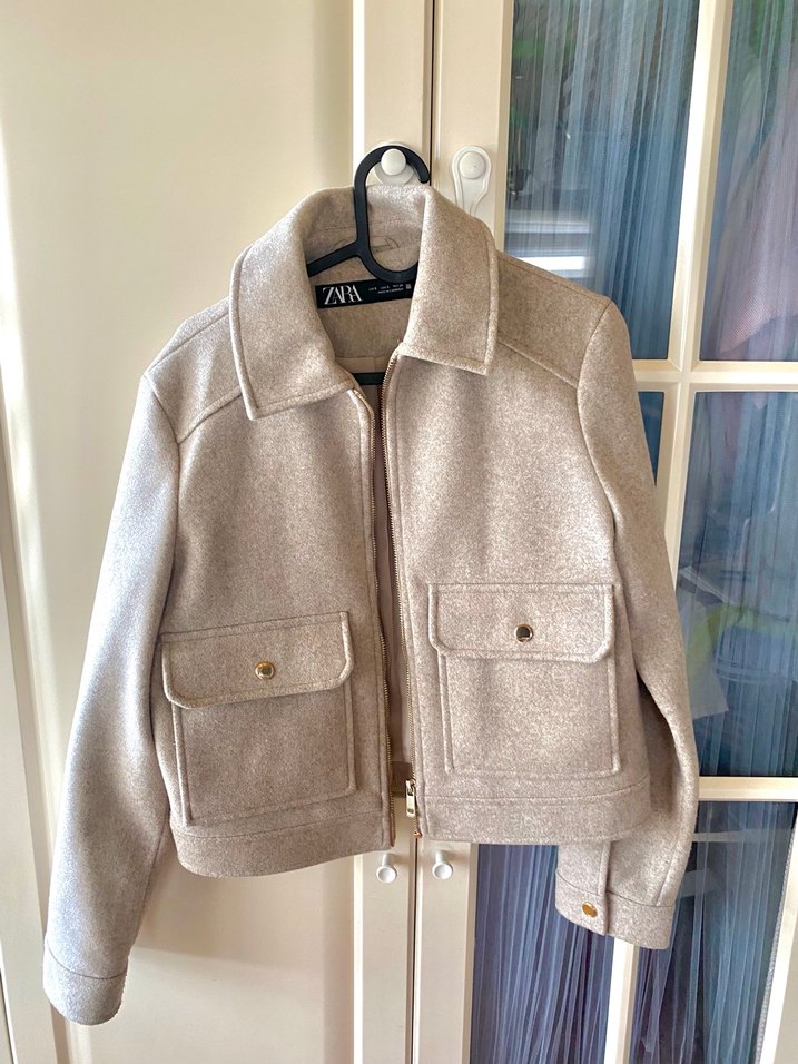 Bej Fermuarlı Midi Kadın Mont - Görsel 4