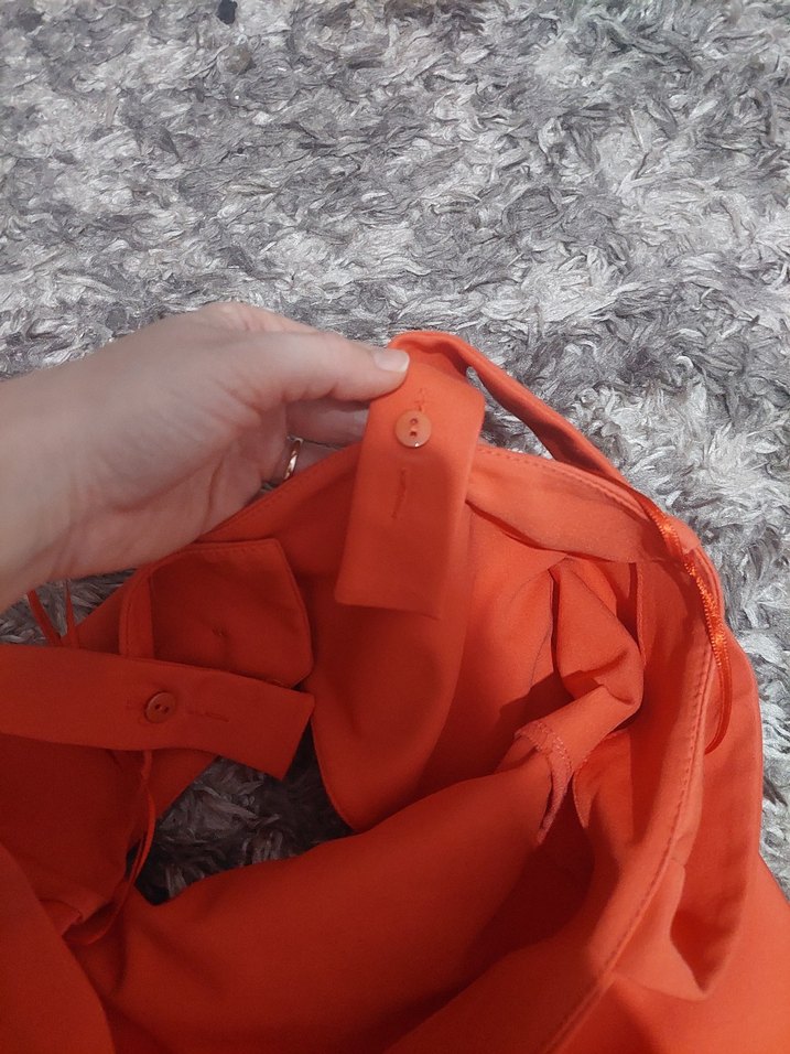 Adl marka pastel turuncu renkte mini elbise - Görsel 5