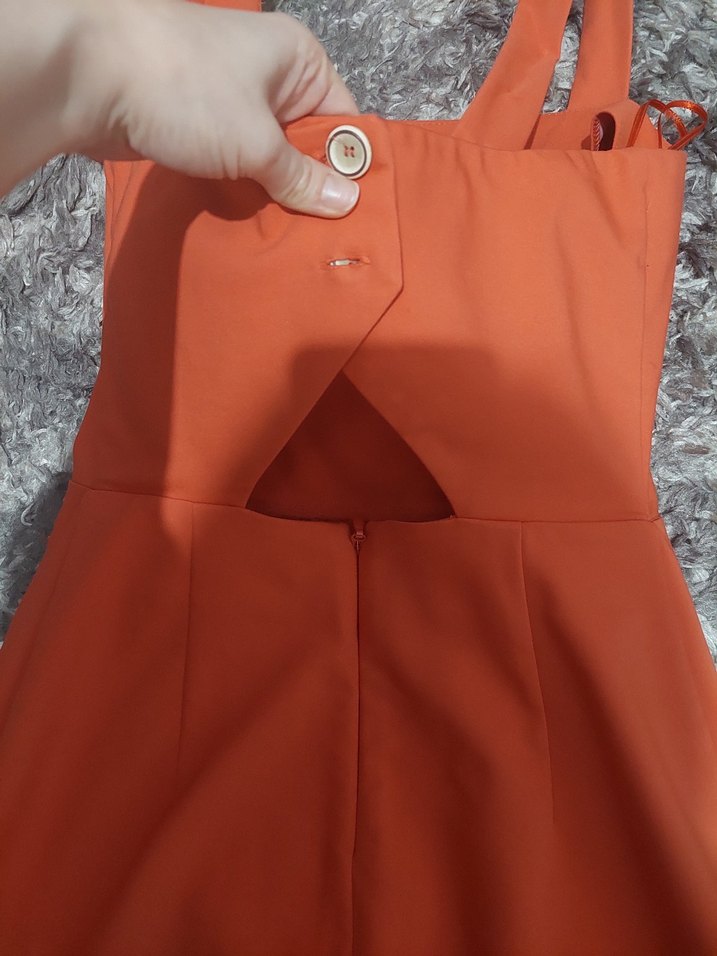 Adl marka pastel turuncu renkte mini elbise - Görsel 3