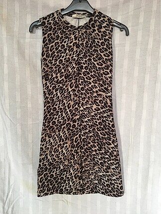 Bershka leopar desenli mini elbise