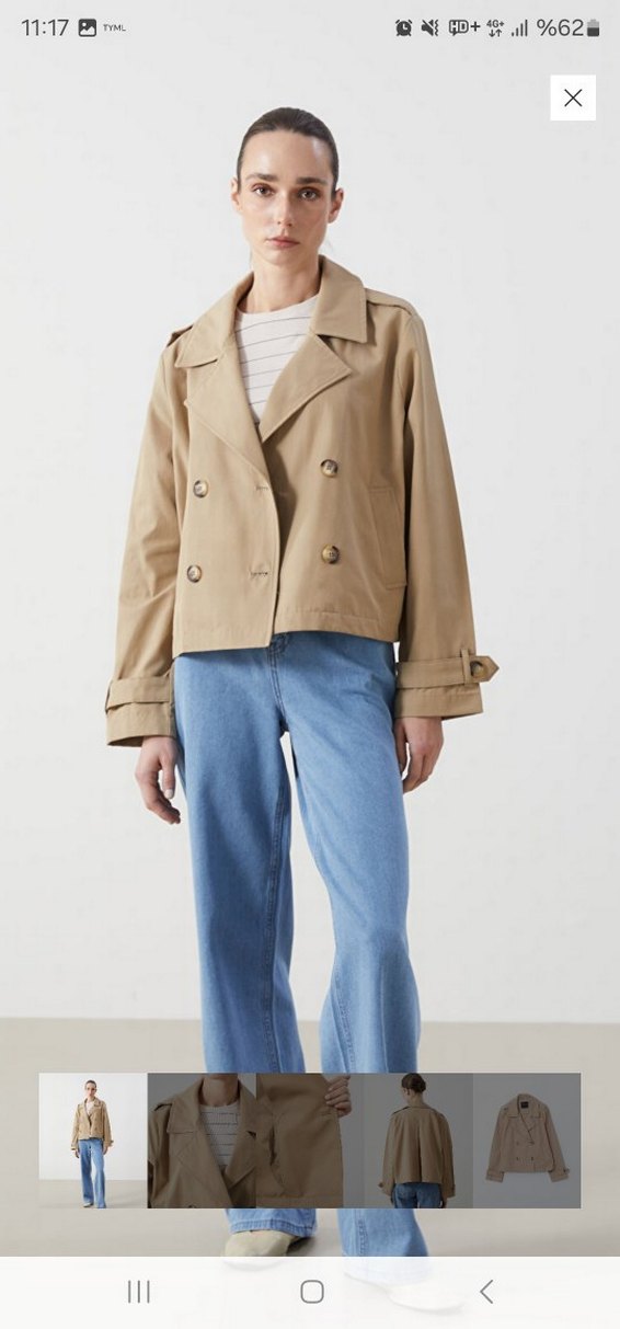 Bej Kadın Midi Boy Trençkot - Görsel 2