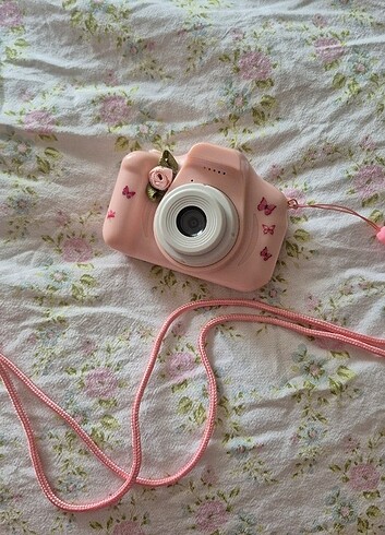 Coquette vintage pembe çocuk fotoğraf makinesi