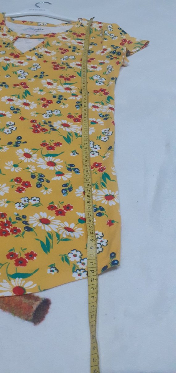 Sarı Çiçekli Kısa Kollu Kız Tişörtü - Görsel 5