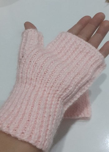 Pembe Örgü Parmaksız Kadın Eldiveni çok esnektir - Görsel 9