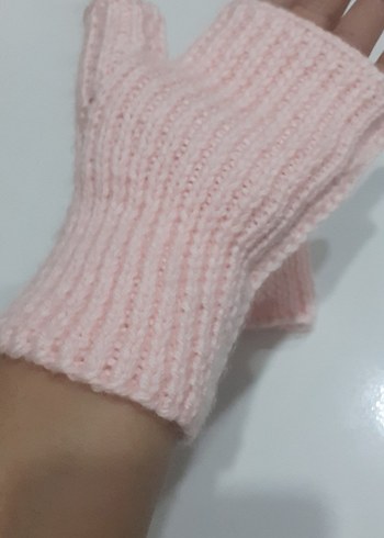 Pembe Örgü Parmaksız Kadın Eldiveni çok esnektir - Görsel 5