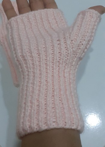 Pembe Örgü Parmaksız Kadın Eldiveni çok esnektir - Görsel 8