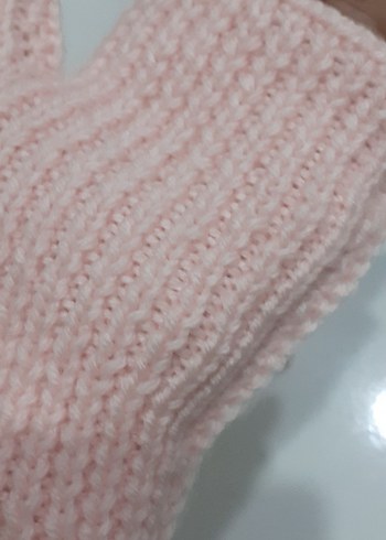 Pembe Örgü Parmaksız Kadın Eldiveni çok esnektir - Görsel 6