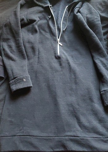 Gri Yüksek Yakalı Fermuarlı Hamile Elbisesi - Görsel 4