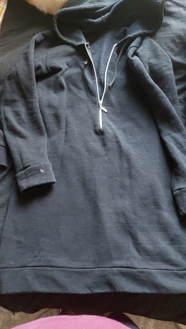 Gri Yüksek Yakalı Fermuarlı Hamile Elbisesi - Görsel 4