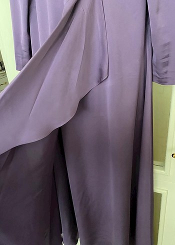 Mor İşlemeli Uzun Kollu Kadın Abiye Elbise - Görsel 4