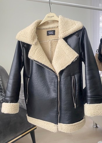 Kürklü Siyah Deri Ceket - Görsel 7