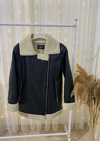 Kürklü Siyah Deri Ceket - Görsel 2