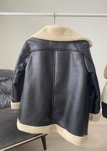 Kürklü Siyah Deri Ceket - Görsel 4
