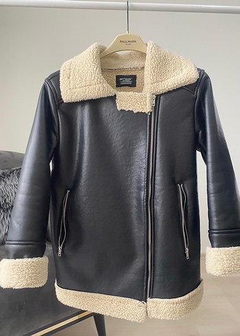 Kürklü Siyah Deri Ceket - Görsel 5