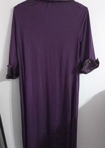 Uzun Mor Gotik Nakışlı Kadın Sabahlık - Görsel 3