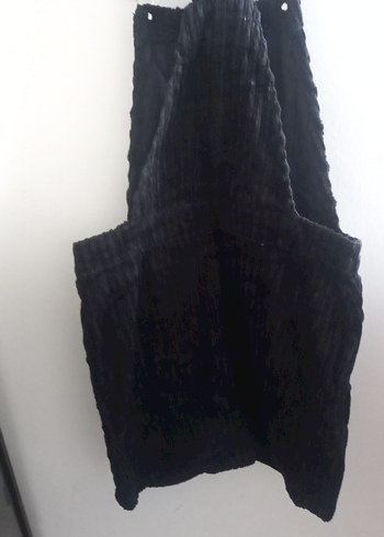 Kemerli Siyah Kısa Kadın Salopet - Görsel 3