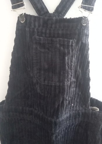 Kemerli Siyah Kısa Kadın Salopet - Görsel 2