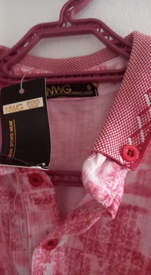 Pembe Batik Desenli Erkek V Yaka Polo Tişört - Görsel 2