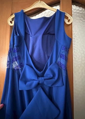 42 beden Uzun, Saks Mavi Kadın Elbise - Görsel 6