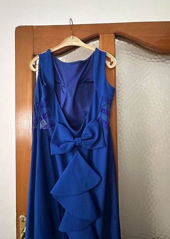 42 beden Uzun, Saks Mavi Kadın Elbise - Görsel 5