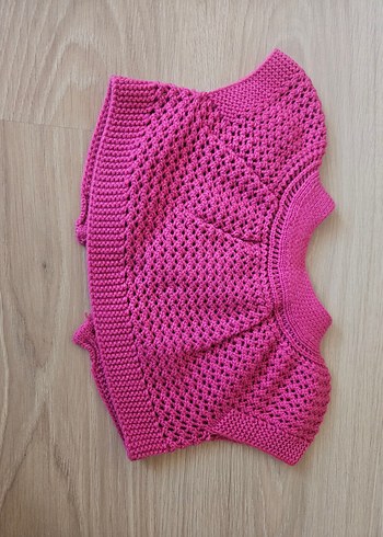 Pembe Örgü Kız Triko Süveter bolero - Görsel 2