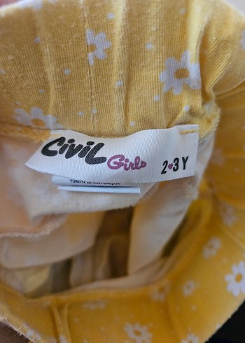 Civil Sarı Çiçekli Kız Çocuk Fırfırlı Şort Etek