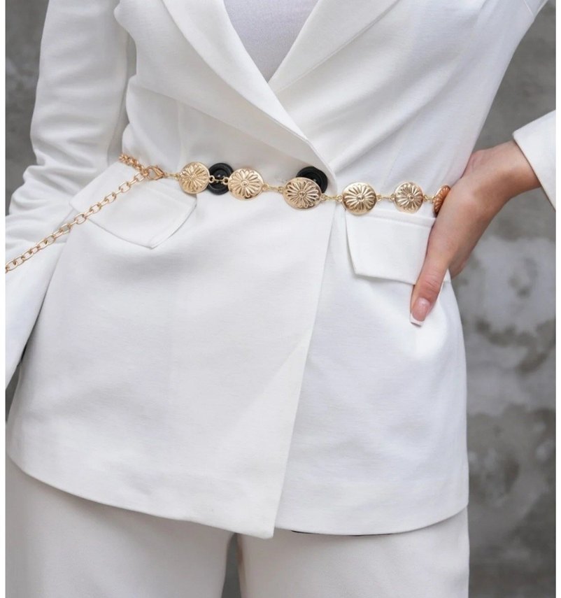 Altın Renkli Bohem Çiçek Detaylı Zincir Kemer - Görsel 2