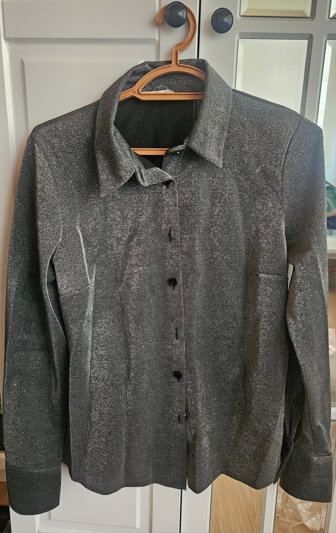 Gri Uzun Drapeli etek bluz takım - Görsel 3