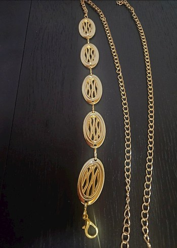 Altın Renkli Zincir Detaylı Kemer - Görsel 2