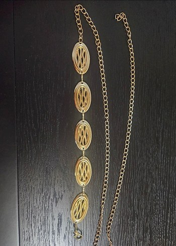 Altın Renkli Zincir Detaylı Kemer - Görsel 3