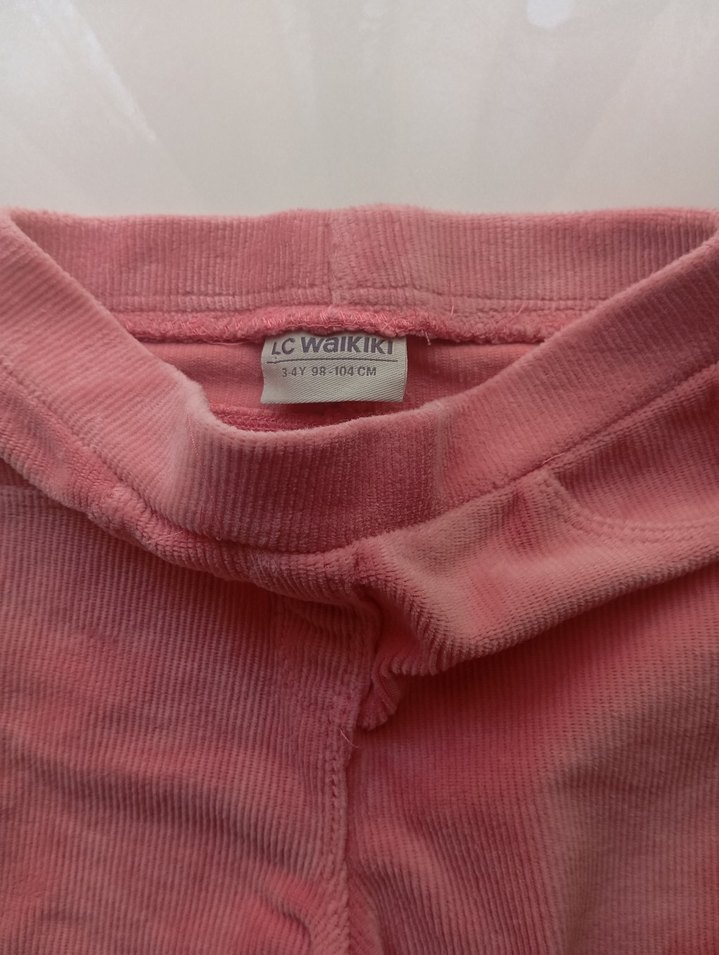 Pembe Kız Çocuk kadife Tayt - Görsel 2