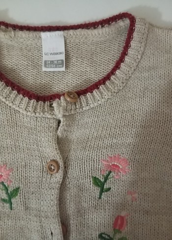 LC Waikiki Nakışlı Bej Kız Çocuk Örgü Hırka
