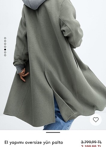 s Beden haki Renk Mango el yapımı oversize yün kaban