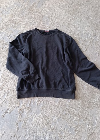 LC Waikiki Siyah Bisiklet Yaka Rahat Sweatshirt