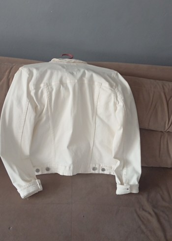 Düğmeli Beyaz Kadın Denim Ceket - Görsel 2
