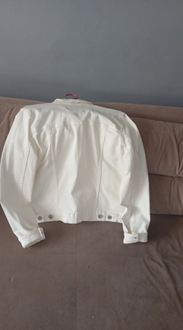 Düğmeli Beyaz Kadın Denim Ceket - Görsel 2