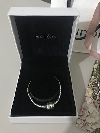 Pandora orijinal sertifikalı charm gümüş bileklik kalpli klips