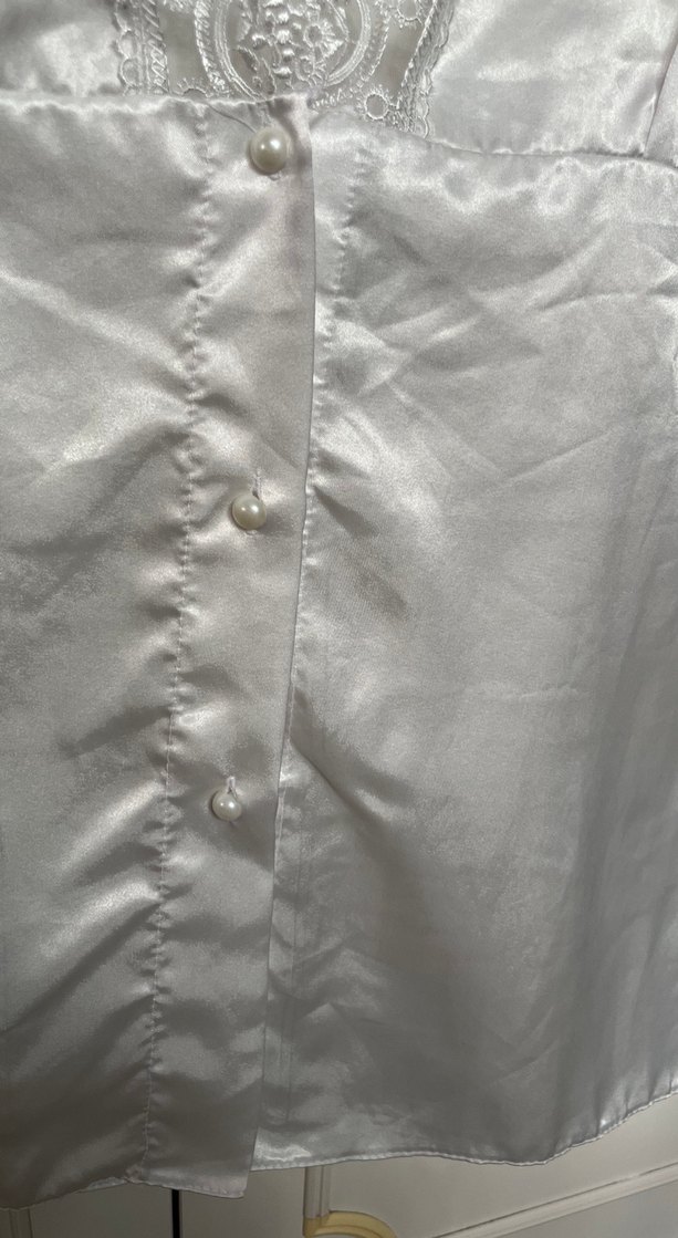 Beyaz Parlak Midi Kadın Sabahlık - Görsel 4