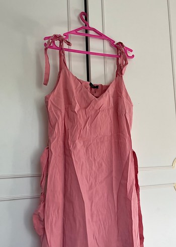 m Beden pembe Renk Pembe Midi elbise Fırfırlı