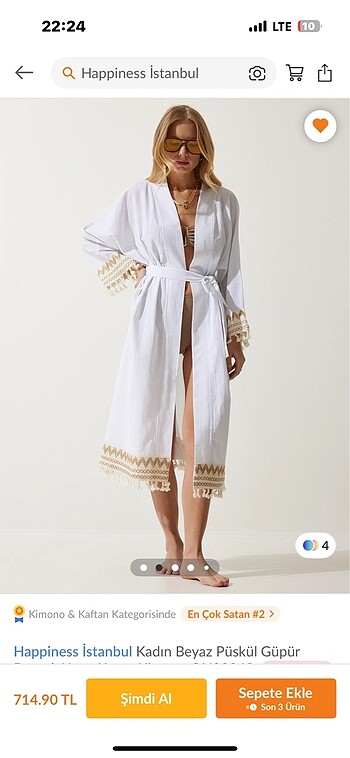 Happiness Plaj elbisesi Kimono