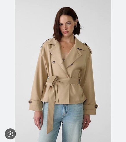 Stradivarius haki kisa trenckot