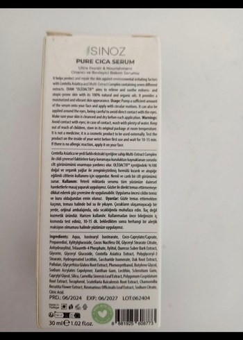 Beden Sinoz Pure Cica Serum Kadın Nemlendirici