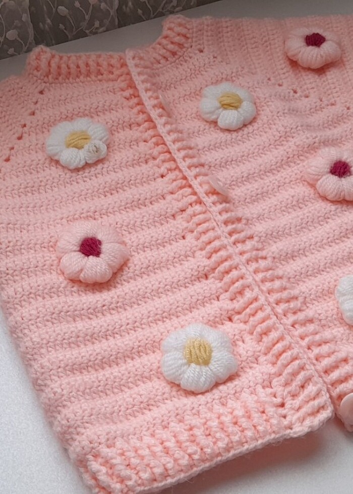 El örgüsü kız çocuk  hırkası - Görsel 3