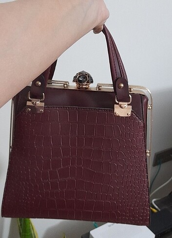 BORDO renk bayan çanta  - Görsel 2