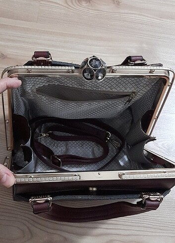 BORDO renk bayan çanta  - Görsel 5